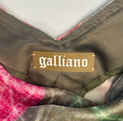 Galliano 2000s Floral Velvet Cowl-Neck Mini Dress - S