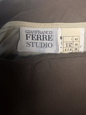 Gianfranco Ferré Studio 1990s Olive Satin Maxi Skirt with Slit - S/M