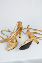 Gucci Gold Rouched Heels