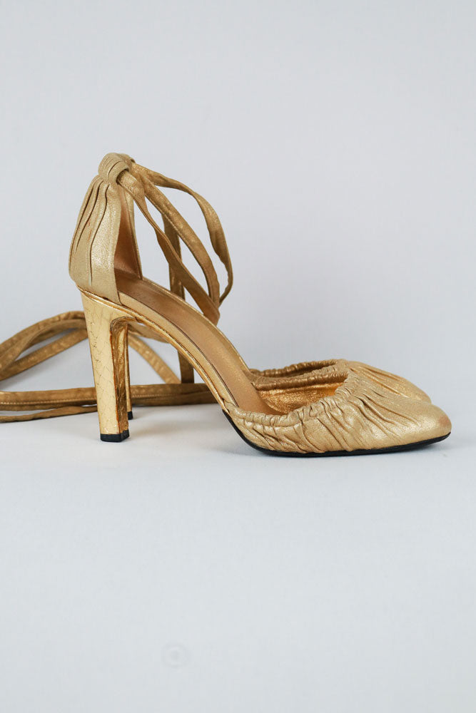 Gucci Gold Rouched Heels