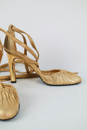 Gucci Gold Rouched Heels