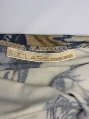 Class Roberto Cavalli 2000s Beige Floral Tattoo Print Cold-Shoulder Maxi Dress - S-L