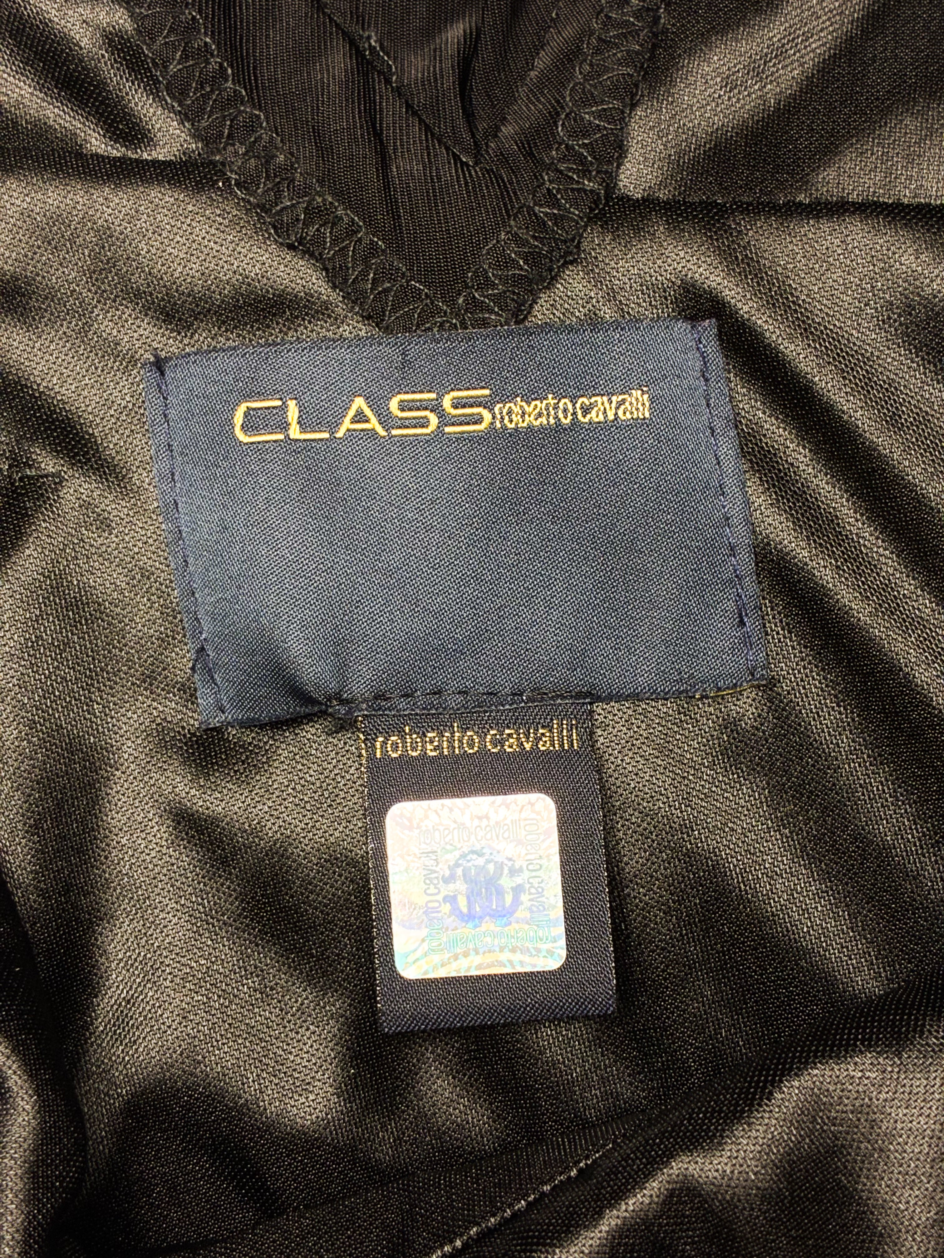 Class Roberto Cavalli 2000s Black Sequin Beaded Slit Gown - XS/S