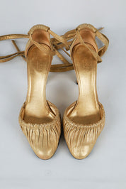 Gucci Gold Rouched Heels