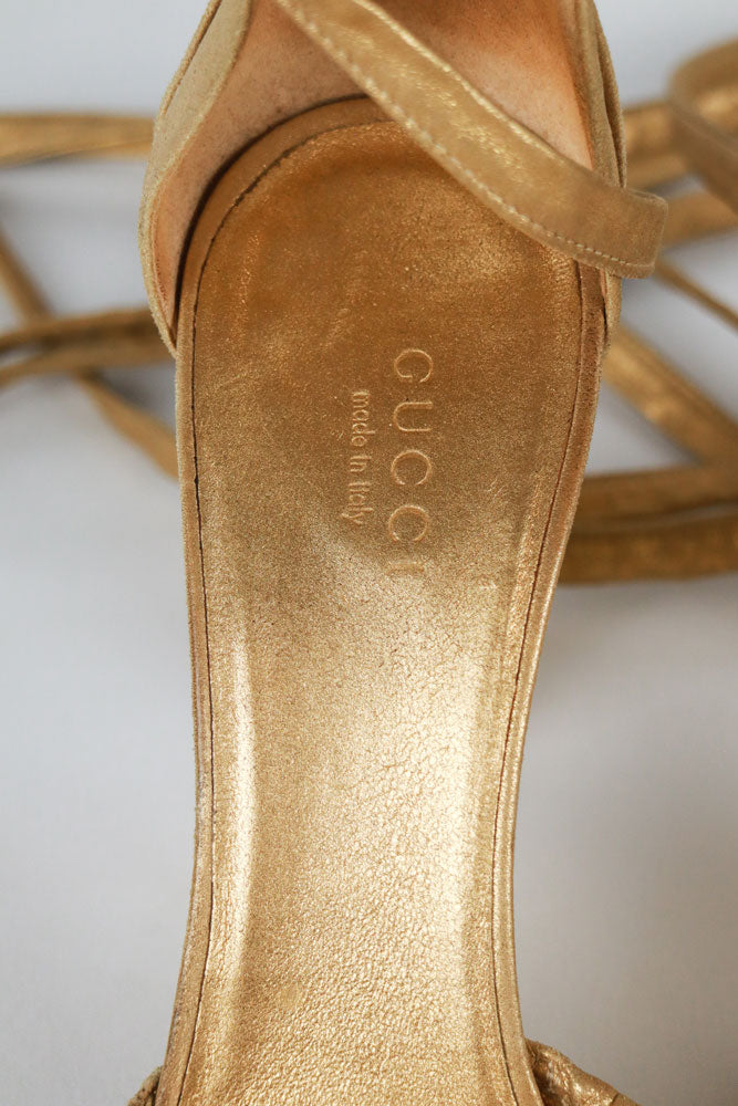 Gucci Gold Rouched Heels
