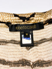 Roberto Cavalli 2000s Gold Tiger Print Coin Charm Cami - S