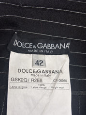 Dolce & Gabbana 2000s Black Pinstripe Pleated Wool Mini Skirt - S