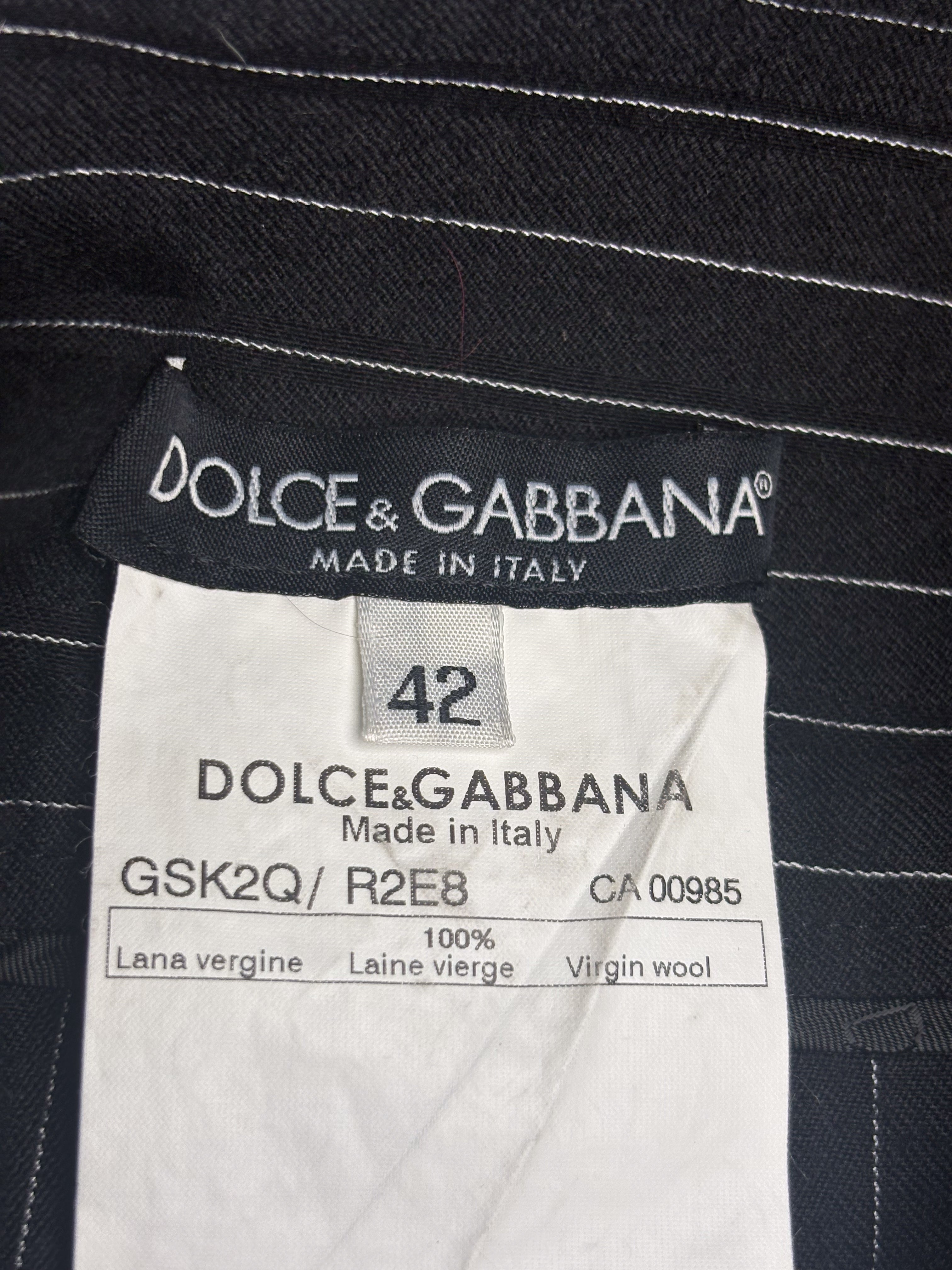 Dolce & Gabbana 2000s Black Pinstripe Pleated Wool Mini Skirt - S