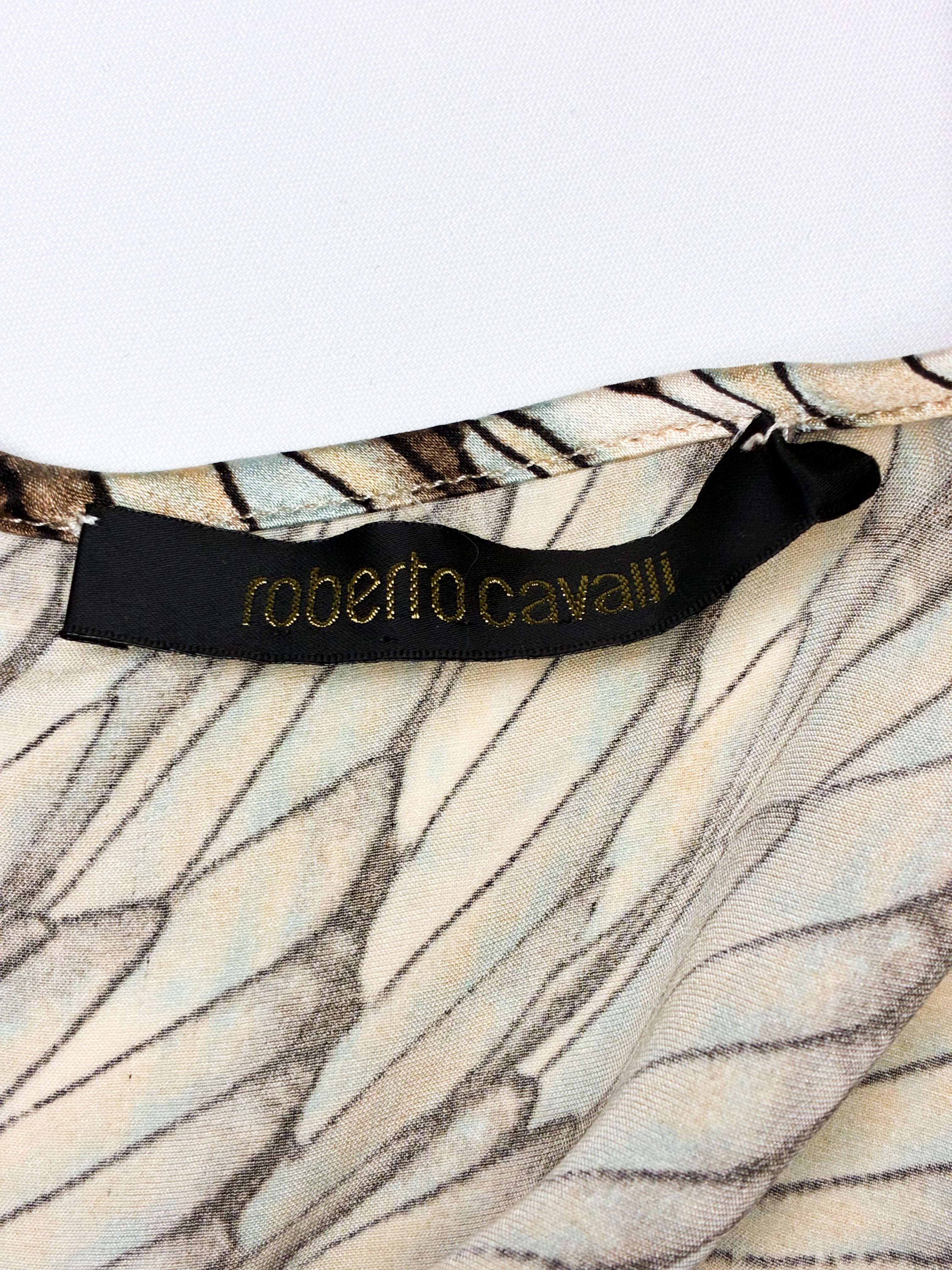Roberto Cavalli 2000s Butterfly Wing Scale Print Silk Cami - S/M