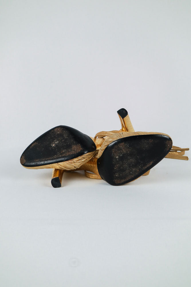 Gucci Gold Rouched Heels