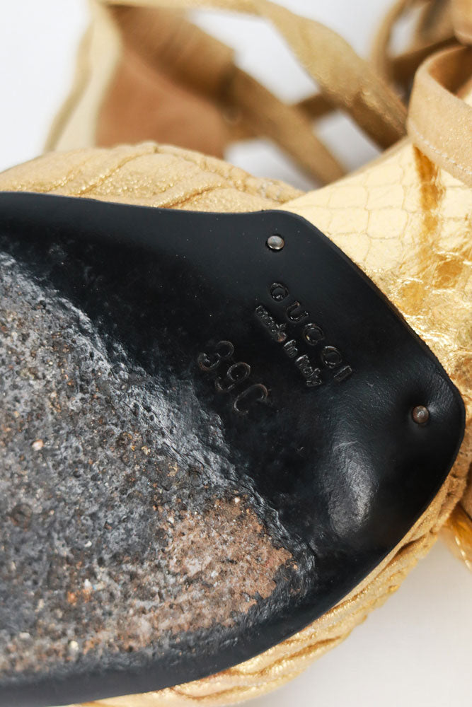 Gucci Gold Rouched Heels