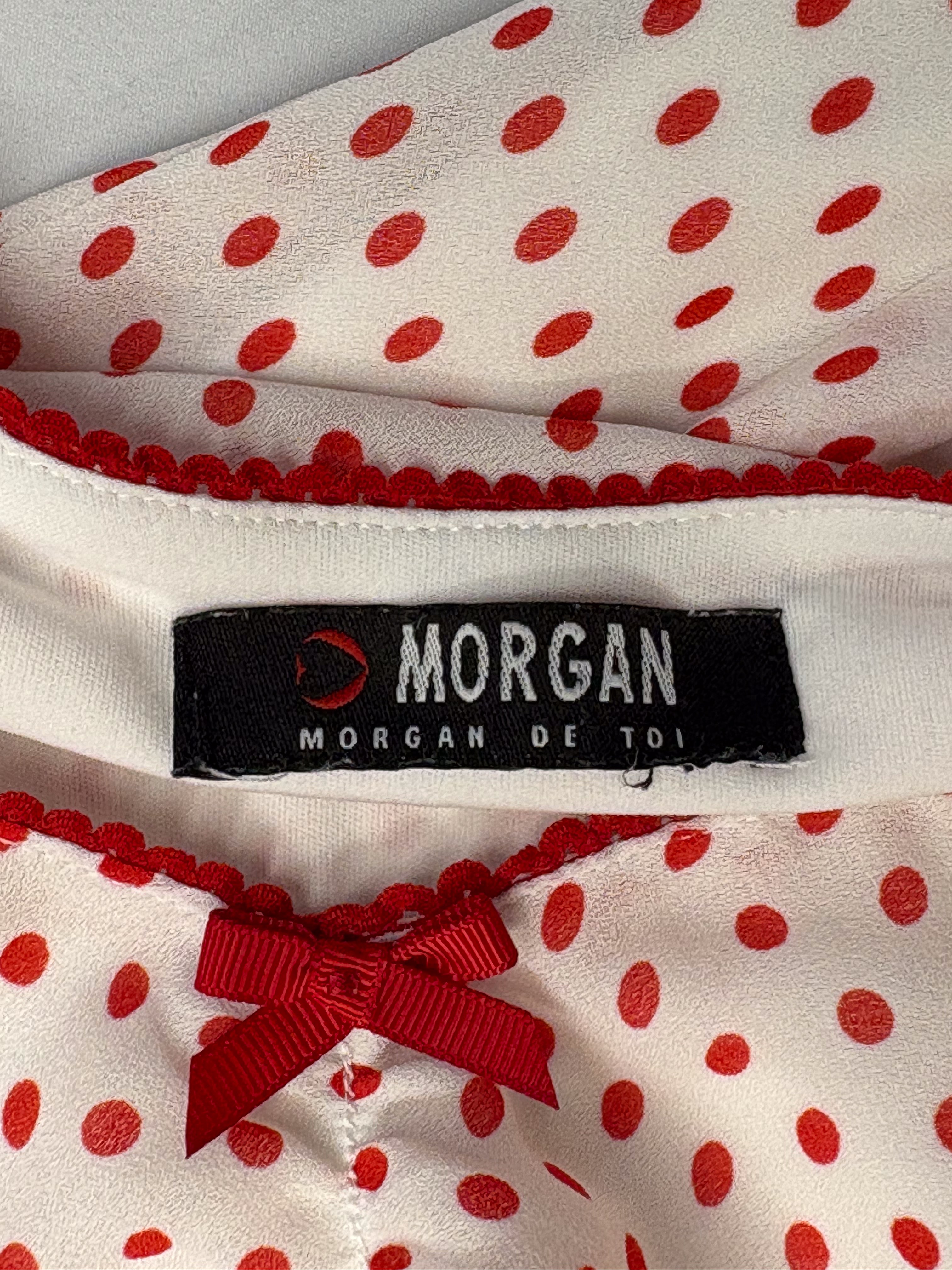 Morgan de Toi 2000s Red Polka Dot Ruffle Hem Dress - XS/S