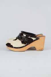 Dolce & Gabbana 2000s Cow Print Ponyhair Clogs