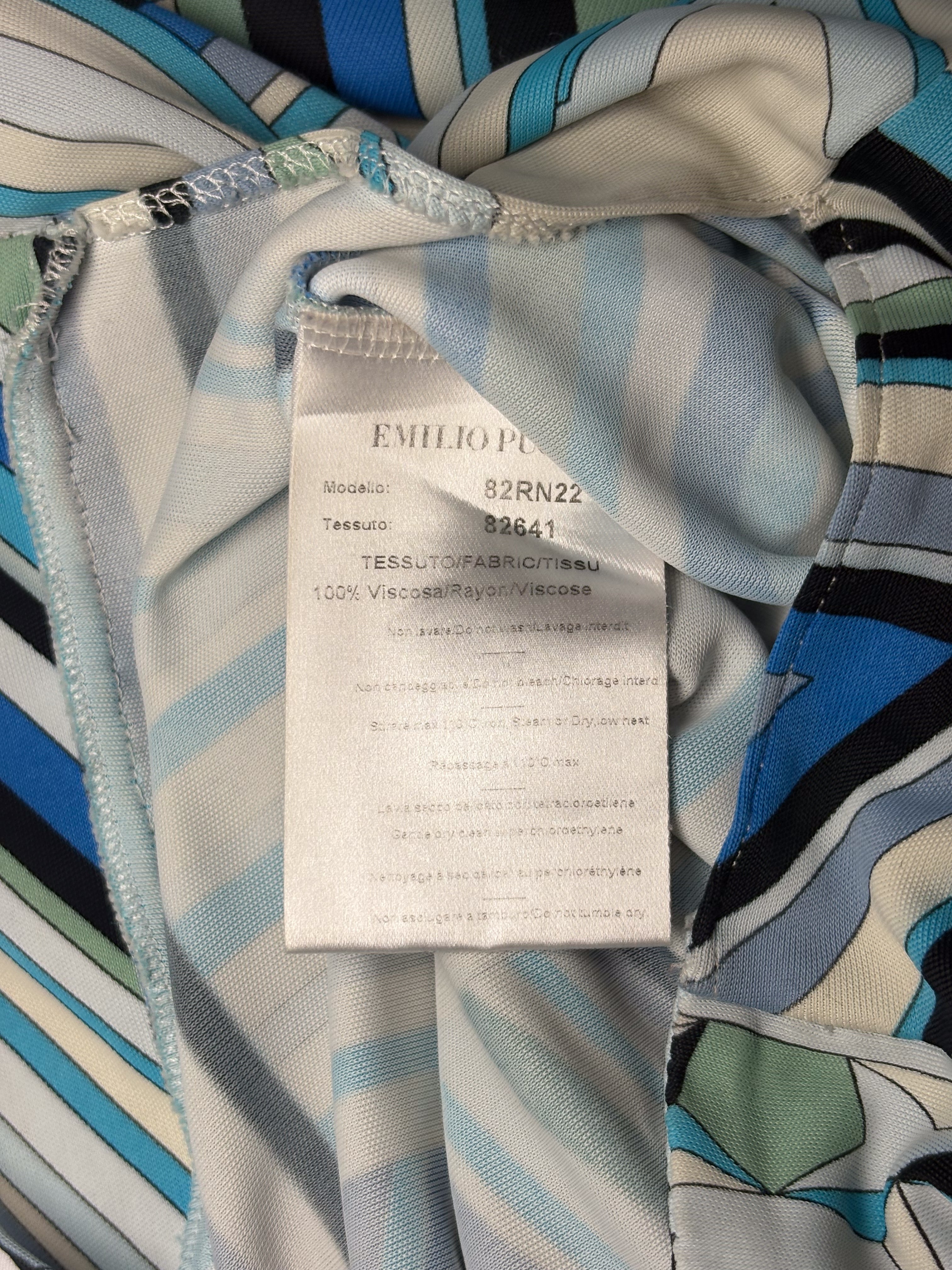 Emilio Pucci 2000s Blue & Green Star Print Top - S/M