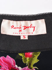 René Derhy Collection 2000s Black Floral Print Top & Skirt Set - S