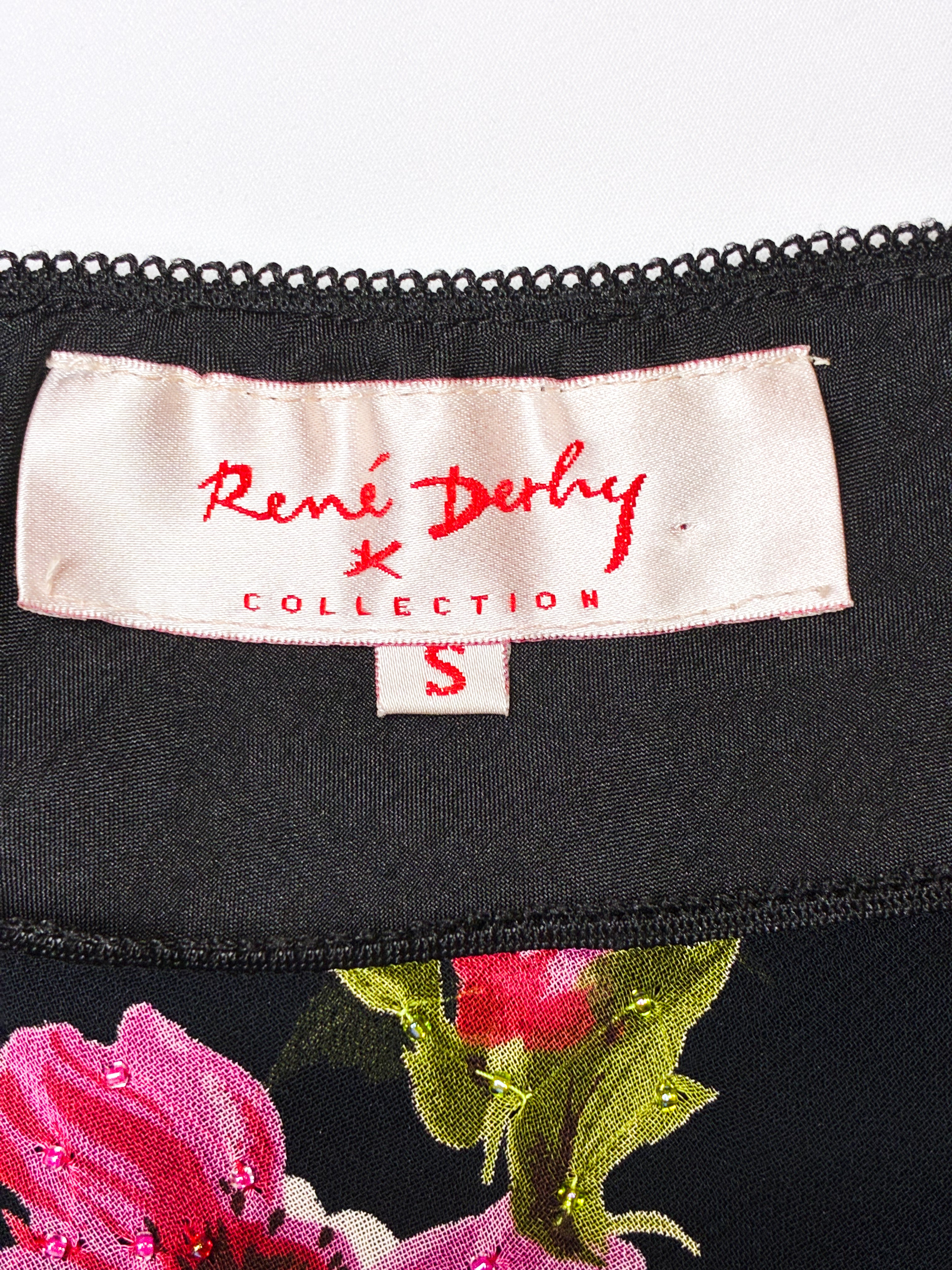 René Derhy Collection 2000s Black Floral Print Top & Skirt Set - S