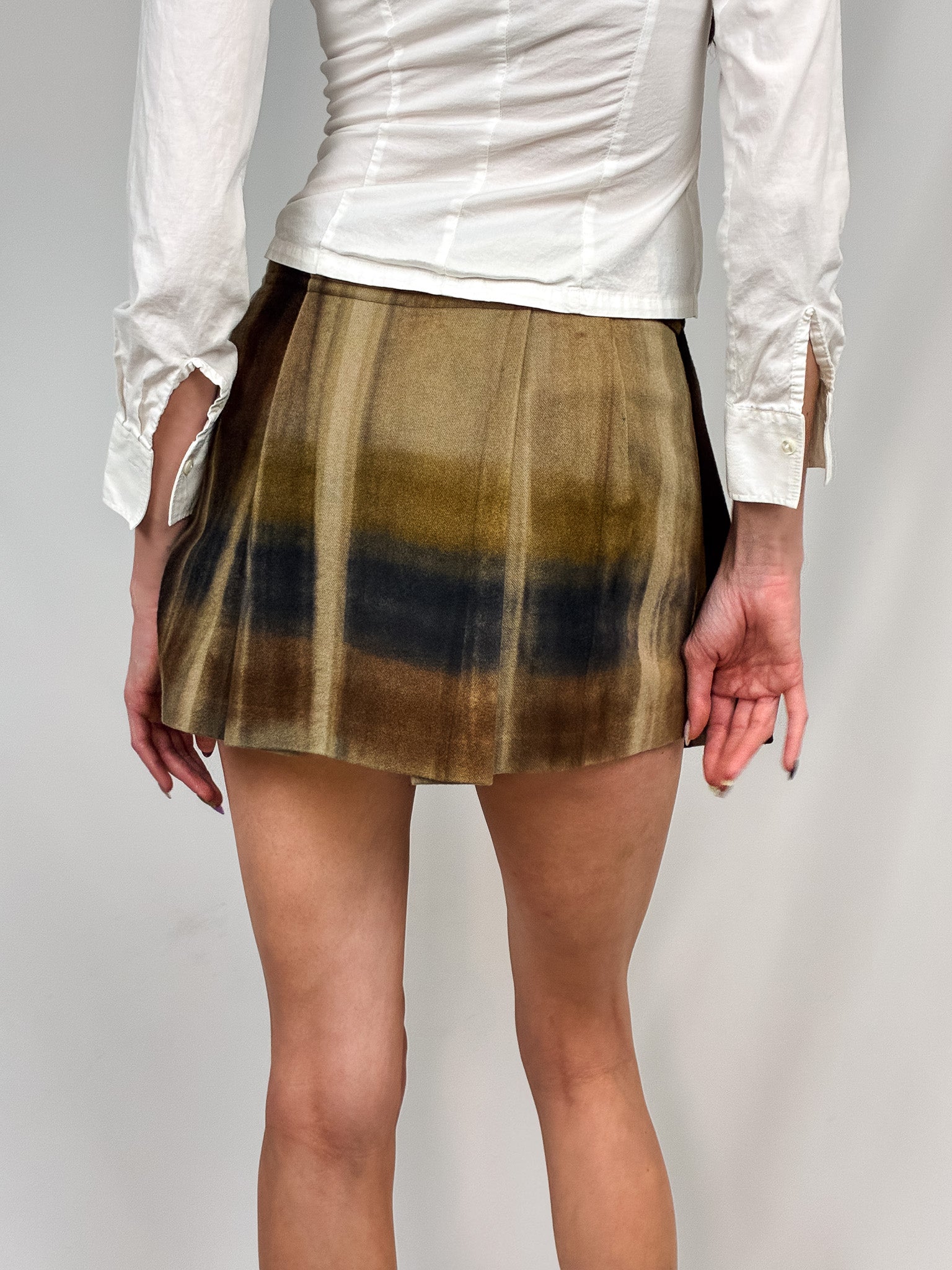 Plein Sud Jeans 1990s Earthy Mohair Pleated Mini Skirt - S