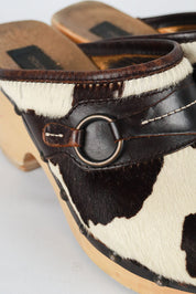 Dolce & Gabbana 2000s Cow Print Ponyhair Clogs