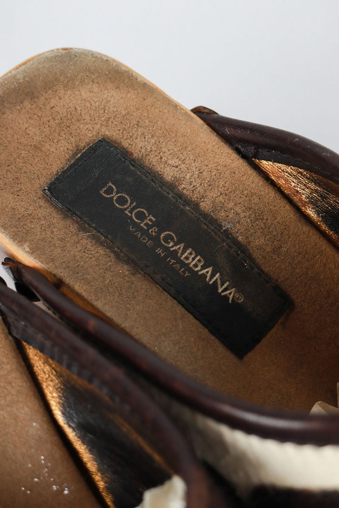 Dolce & Gabbana 2000s Cow Print Ponyhair Clogs