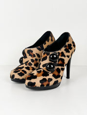 Moschino Cheap & Chic Leopard Print Pony Hair Heels – 37