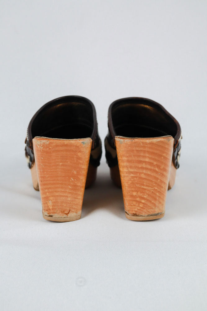 Dolce & Gabbana 2000s Cow Print Ponyhair Clogs