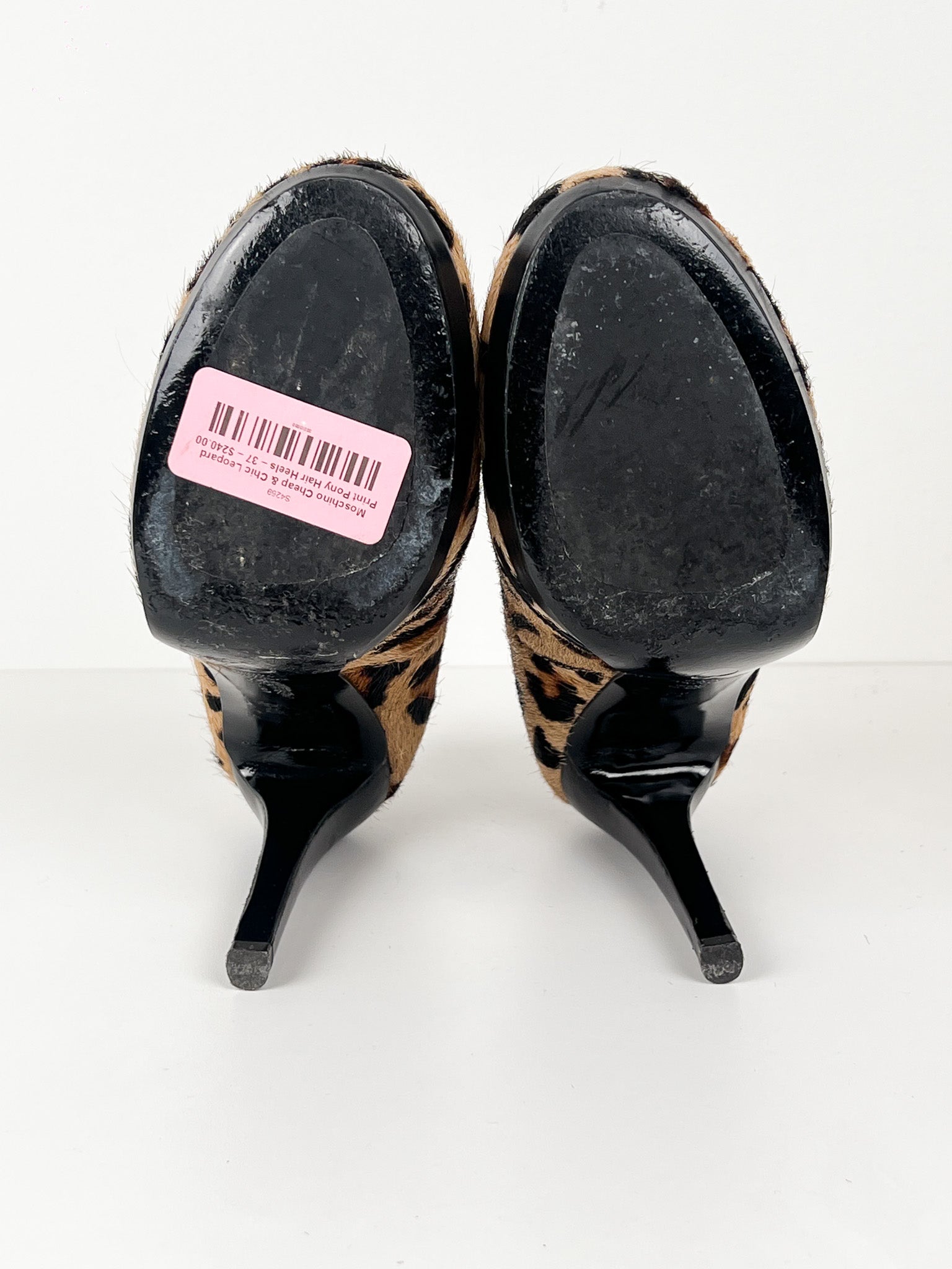 Moschino Cheap & Chic Leopard Print Pony Hair Heels – 37