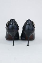 El Dantès Iridescent Heels with Metallic Strap and Croc Detail