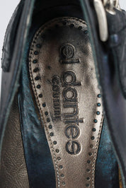 El Dantès Iridescent Heels with Metallic Strap and Croc Detail