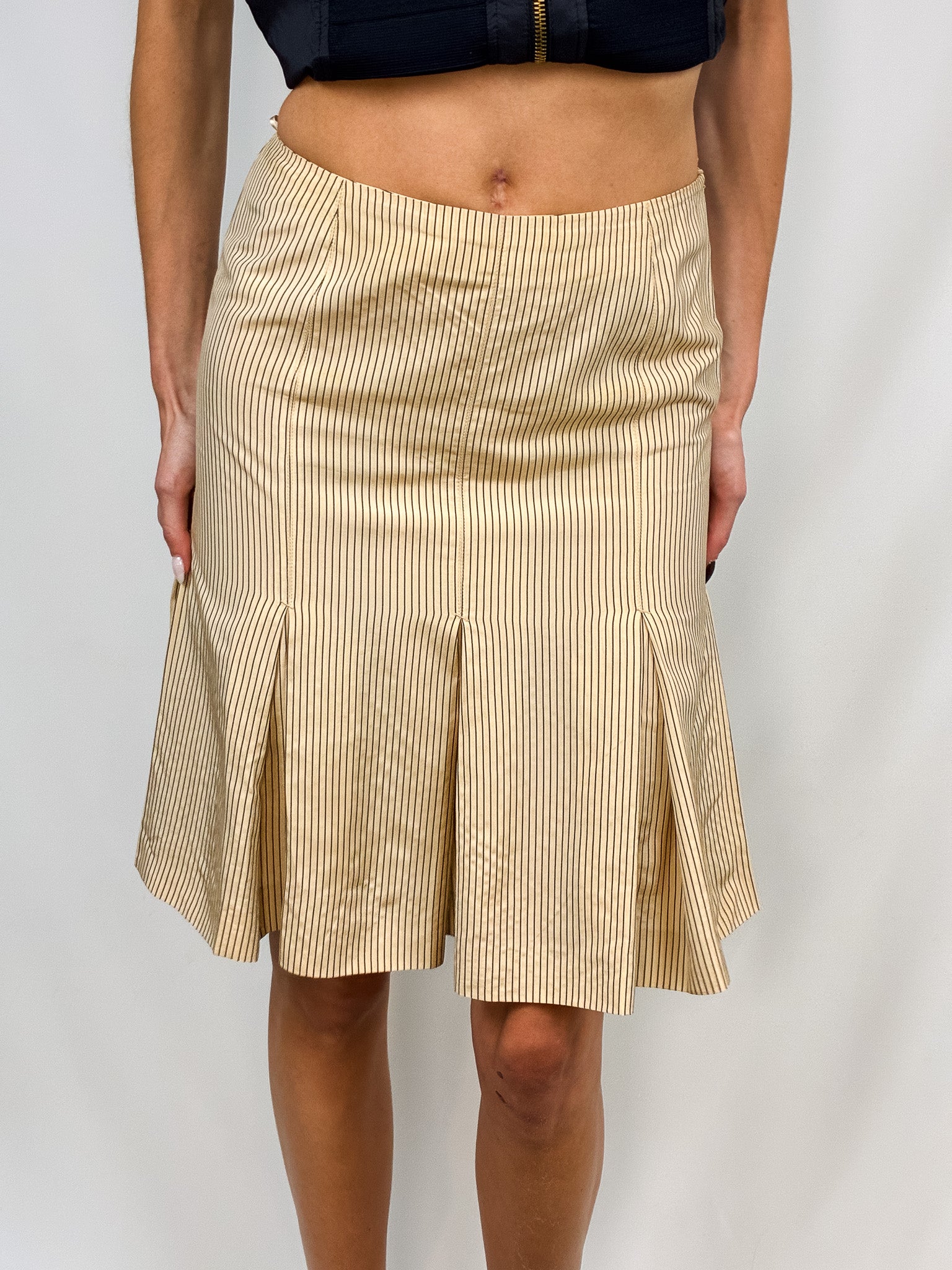 Jean Paul Gaultier 2000s Pinstriped Pleated Skirt - S