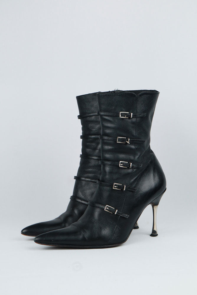 El Dantès Multi Buckle Black Leather Boots