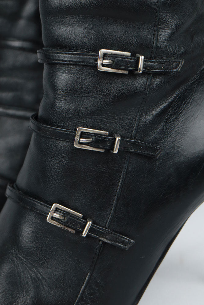 El Dantès Multi Buckle Black Leather Boots