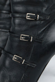 El Dantès Multi Buckle Black Leather Boots