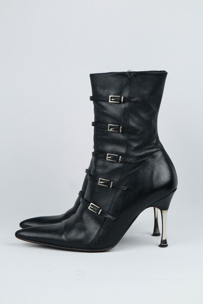 El Dantès Multi Buckle Black Leather Boots