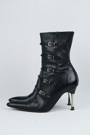 El Dantès Multi Buckle Black Leather Boots