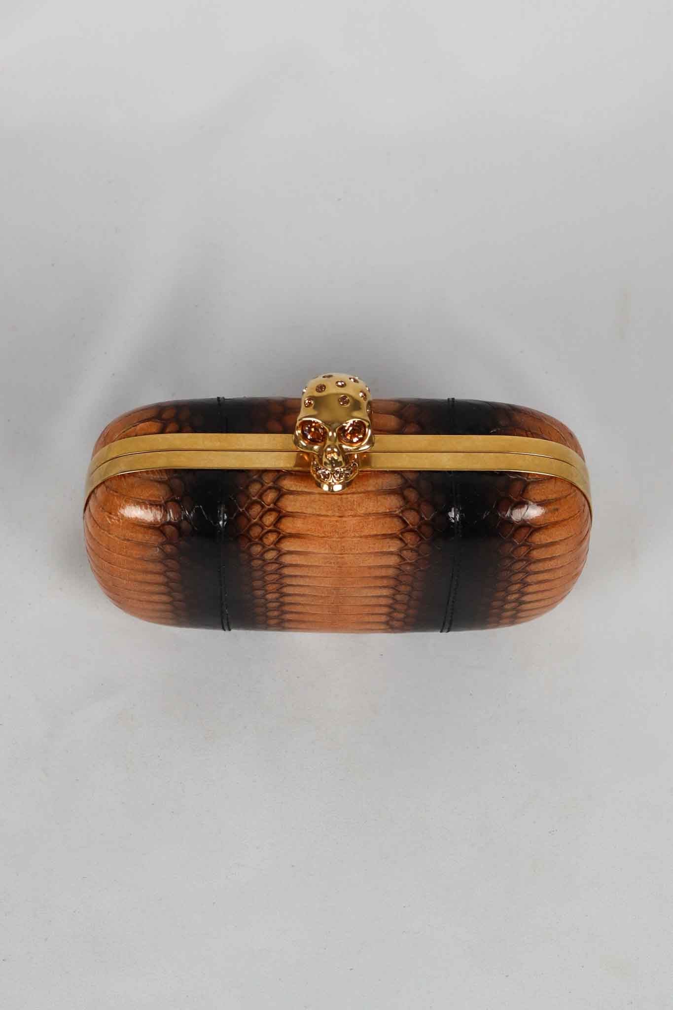 Alexander McQueen Brown Python Skull Box Clutch