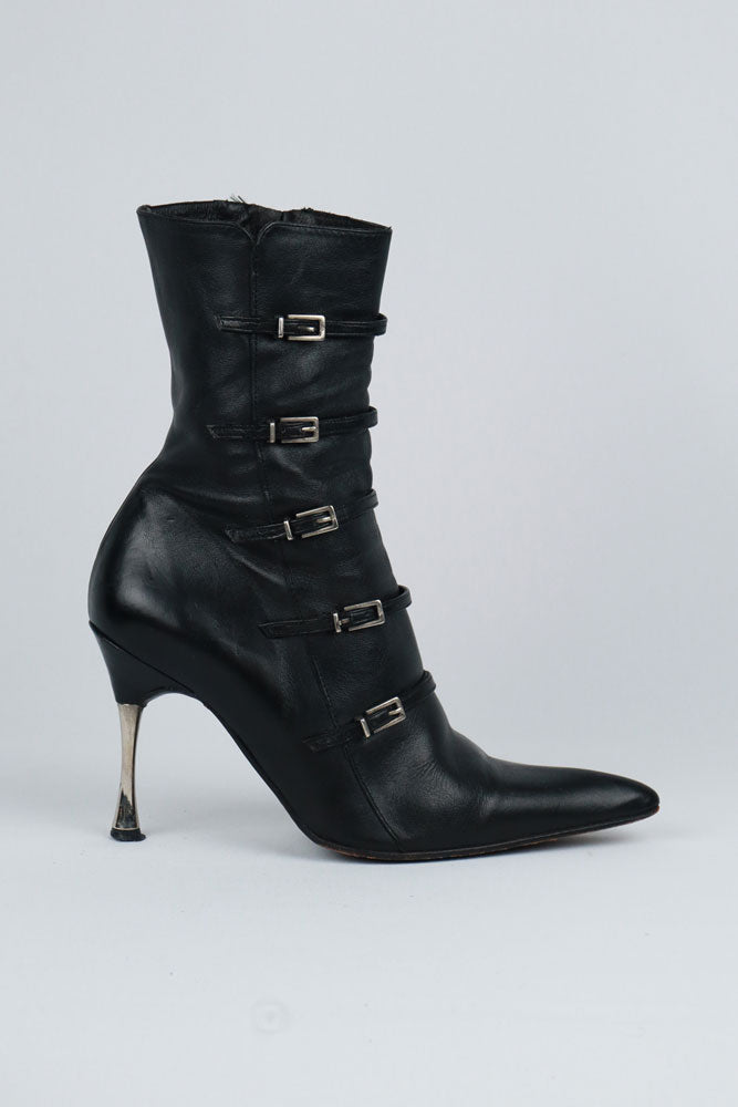 El Dantès Multi Buckle Black Leather Boots