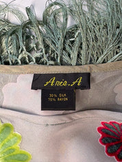 Aris. A 2000s Floral Velvet Burnout Fringe Poncho - OS