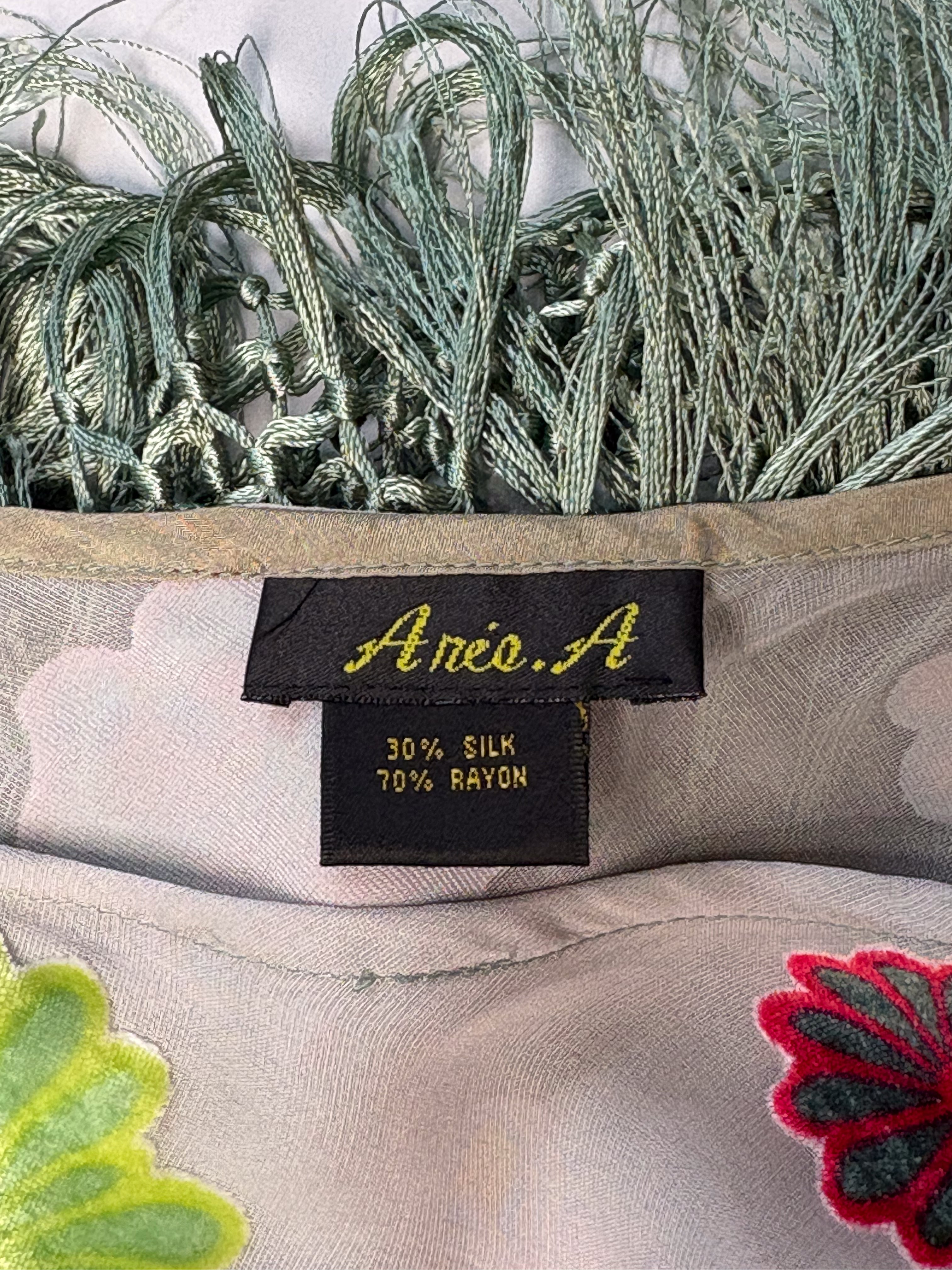 Aris. A 2000s Floral Velvet Burnout Fringe Poncho - OS