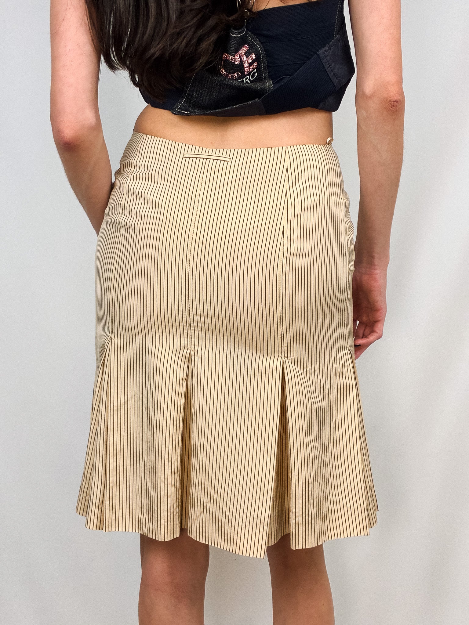 Jean Paul Gaultier 2000s Pinstriped Pleated Skirt - S