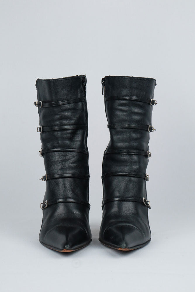 El Dantès Multi Buckle Black Leather Boots