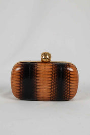 Alexander McQueen Brown Python Skull Box Clutch