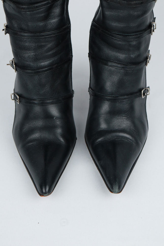 El Dantès Multi Buckle Black Leather Boots