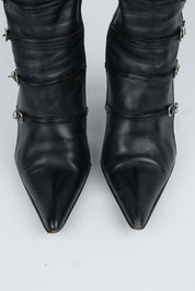 El Dantès Multi Buckle Black Leather Boots