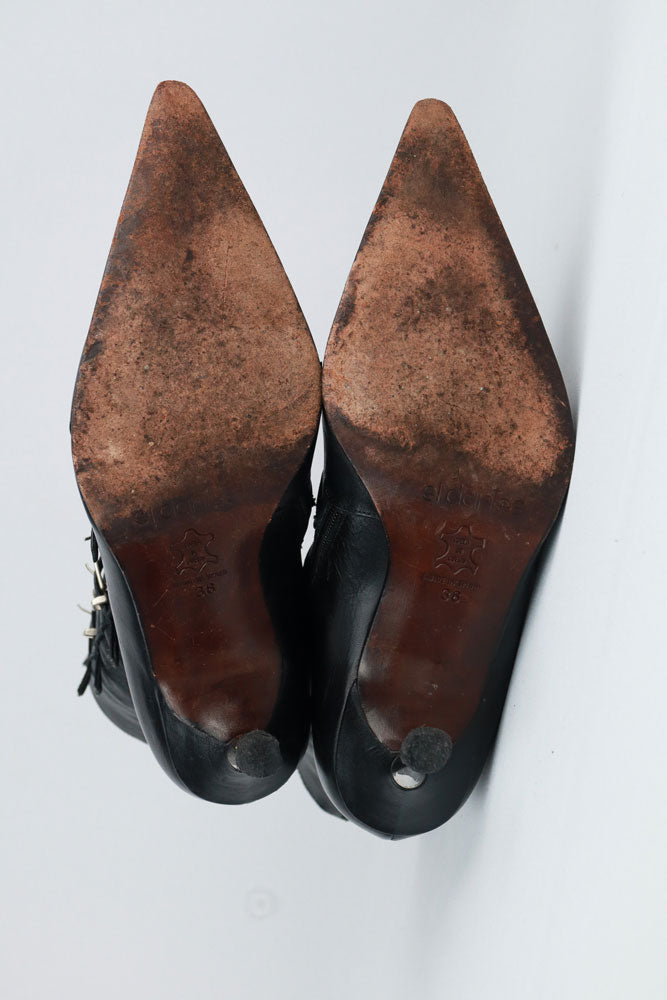 El Dantès Multi Buckle Black Leather Boots