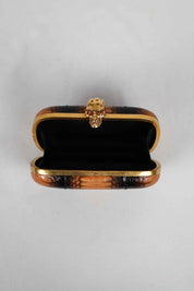 Alexander McQueen Brown Python Skull Box Clutch