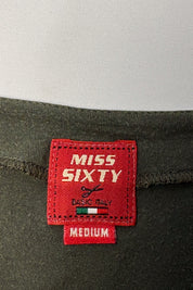 Miss Sixty 2000s Olive Multicolor Ribbon Deep V Top - XS/S