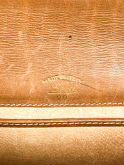 Gucci Tan Leather Envelope Clutch with Gold Ring Clasp