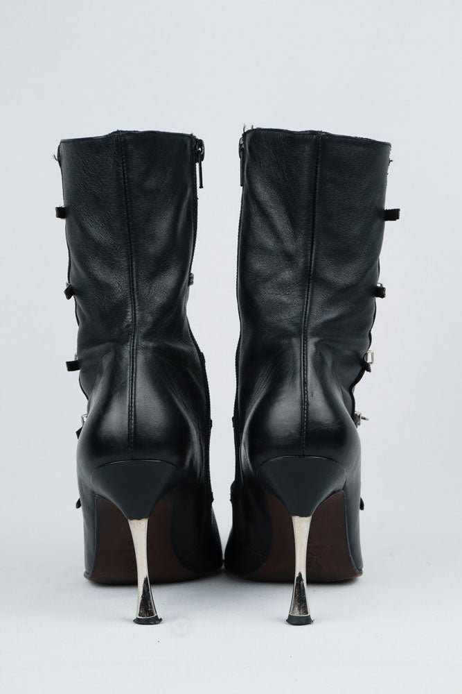El Dantès Multi Buckle Black Leather Boots