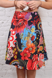 Christian Lacroix Silk Floral Midi Skirt