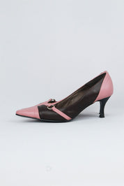 Krystel France 2000s Pink and Brown Pointed Heels - EU 37